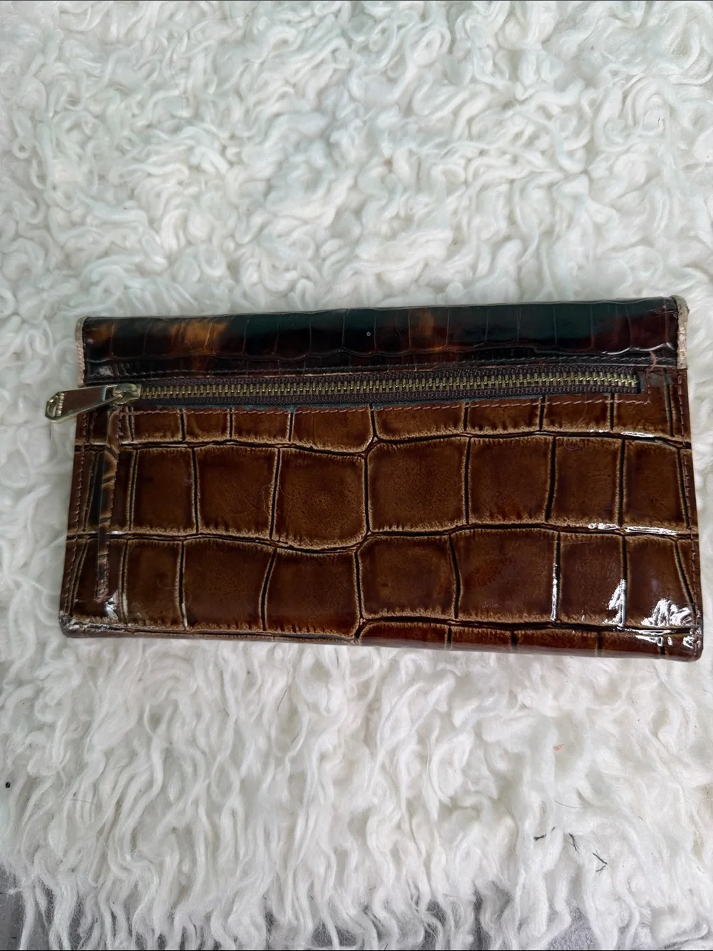 Brahmin  Tortoiseshell Brown Croc-Embossed Leather Wallet
